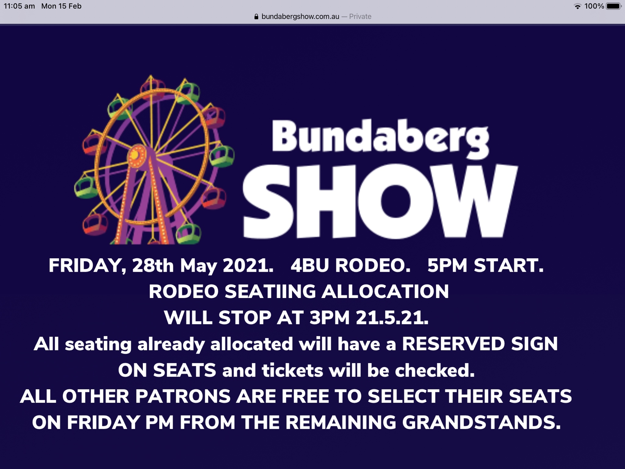 RODEO SEATING UPDATE | Bundaberg Show